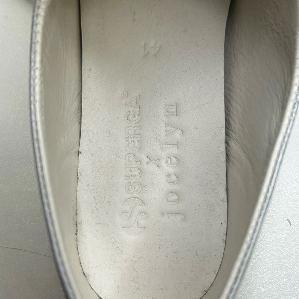 Superga x‎ Jocelyn Furry Tongue Silver Iridescent Sneakers Women 9.5 Men 8 EU 41